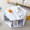 Hexagonal Coffee Table With Pattern Stickers And Multi Hole Design For Extra Storage - White - Image 4