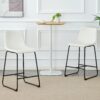 (Set of 2) Modern Minimalist Style Material Bar Stools, Suitable For Kitchen, Bar And Modern Home Design - White - Image 2
