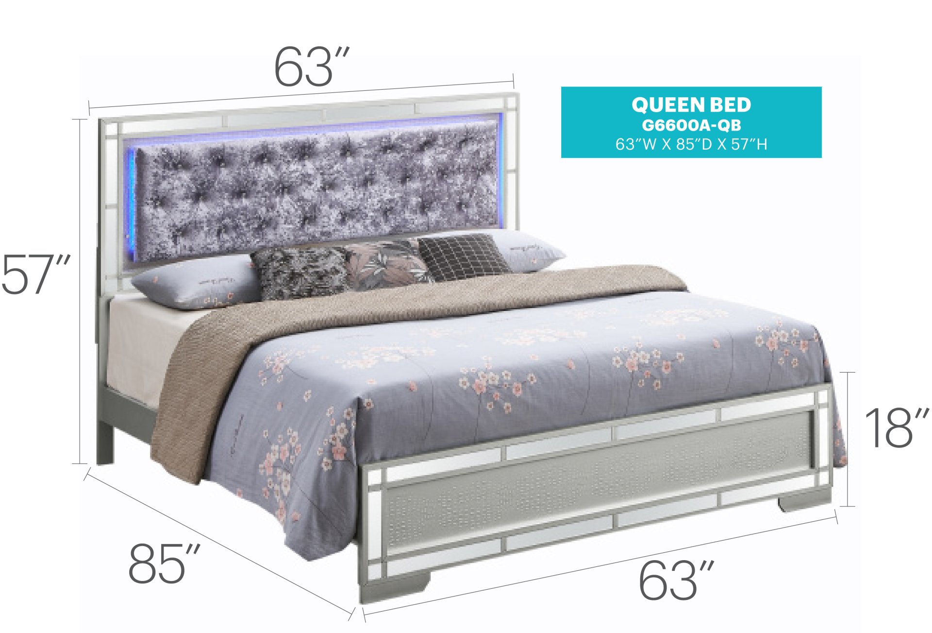 Madison - Queen Bed - Silver Champagne - Image 5