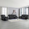 Home Theater Recliner Set Manual Recliner Chair With A Led Light Strip Two Built-In Cup Holders For Living Room - Black - Image 5