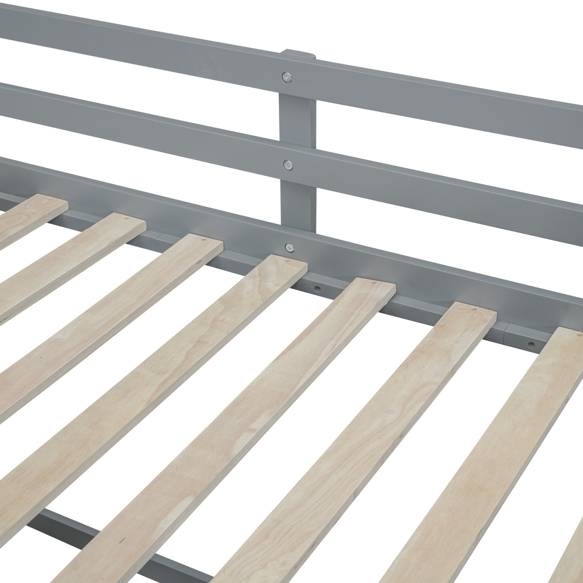 Twin Size Low Loft Bed With Rolling Desk, Shelf And Drawers - Gray - Image 16