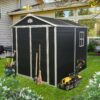 Resin Outdoor Storage Shed Kit Perfect To Store Patio Furniture - Black - Image 2