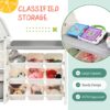 Kids Bookshelf Toy Storage Organizer With 17 Bins And 5 Bookshelves, Multi-Functional Nursery Organizer Kids Furniture Set Toy Storage Cabinet Unit With HDPE SheLF And Bins - Gray - Image 12