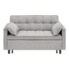 Modern Velvet Loveseat Futon Sofa Couch Pullout Bed, Small Love Seat Lounge Sofa With Reclining Backrest, Toss Pillows, Pockets, Furniture For Living Room, 3 In 1 Convertible Sleeper Sofa Bed - Gray - Image 9