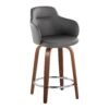 Boyne - Contemporary Fixed Height Counter Stool With Swivel With Round Footrest (Set of 2) - Walnut / Gray - Image 2