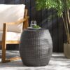 Outdoor Wicker Patio Side Table - Gray - Image 5