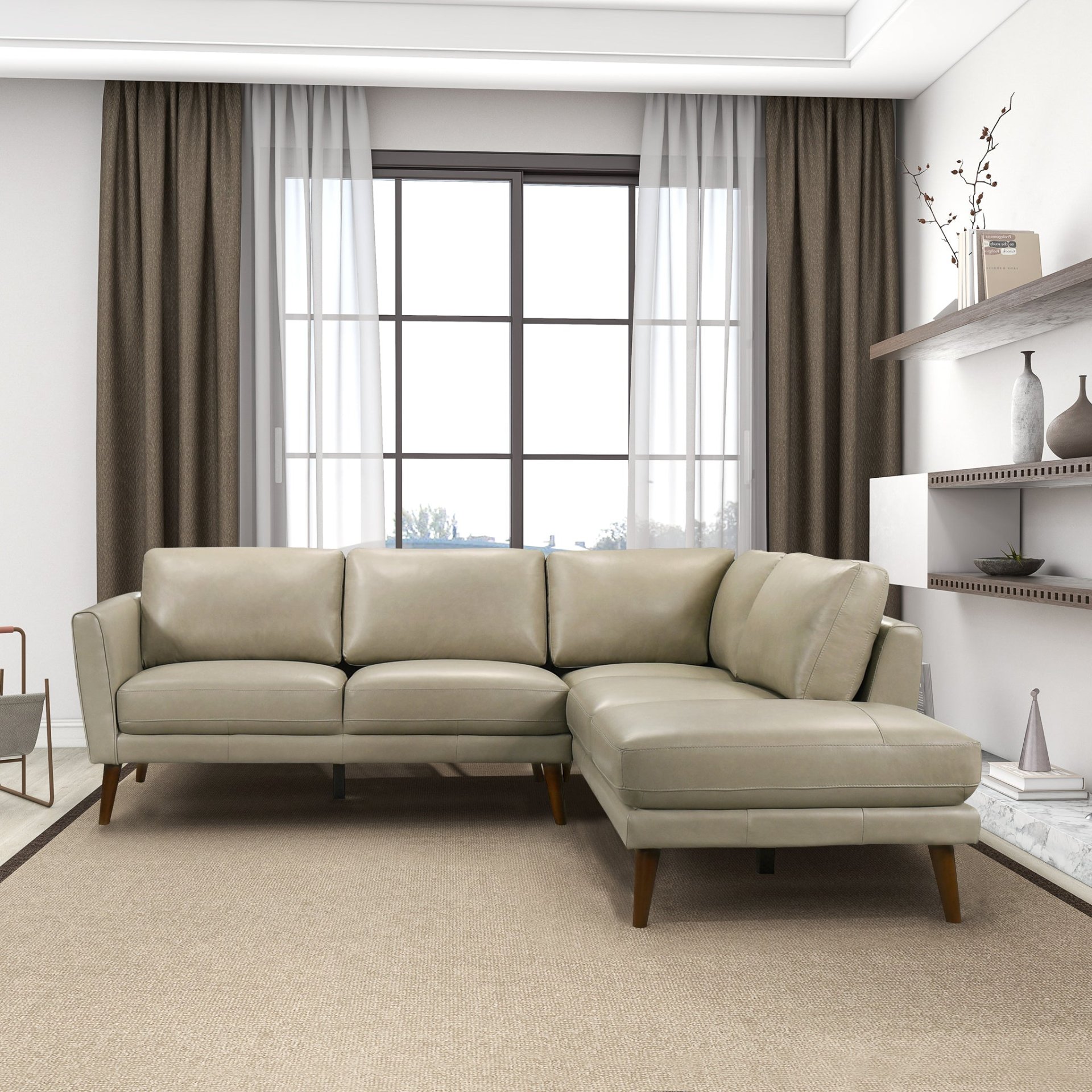 Benson - Sectional Sofa Right Facing Chaise - Beige - Image 2