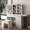 Fashion Vanity Desk With Mirror And Lights For Makeup, 5 Drawers, Adjustable Lighting - White - Image 5