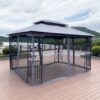 Outdoor Patio Gazebo Canopy Tent With Ventilated Double Roof And Mosquito Net (Detachable Mesh Screen On All Sides), Suitable For Lawn, Garden, Backyard And Deck - Gray - Image 9