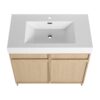 Modern Freestanding Bathroom Vanity, White Resin Sink & Soft Close Cabinet Doors - Oak - Image 10