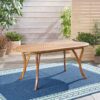 Outdoor Table With Smooth Lines, Slat Top - Teak - Image 2