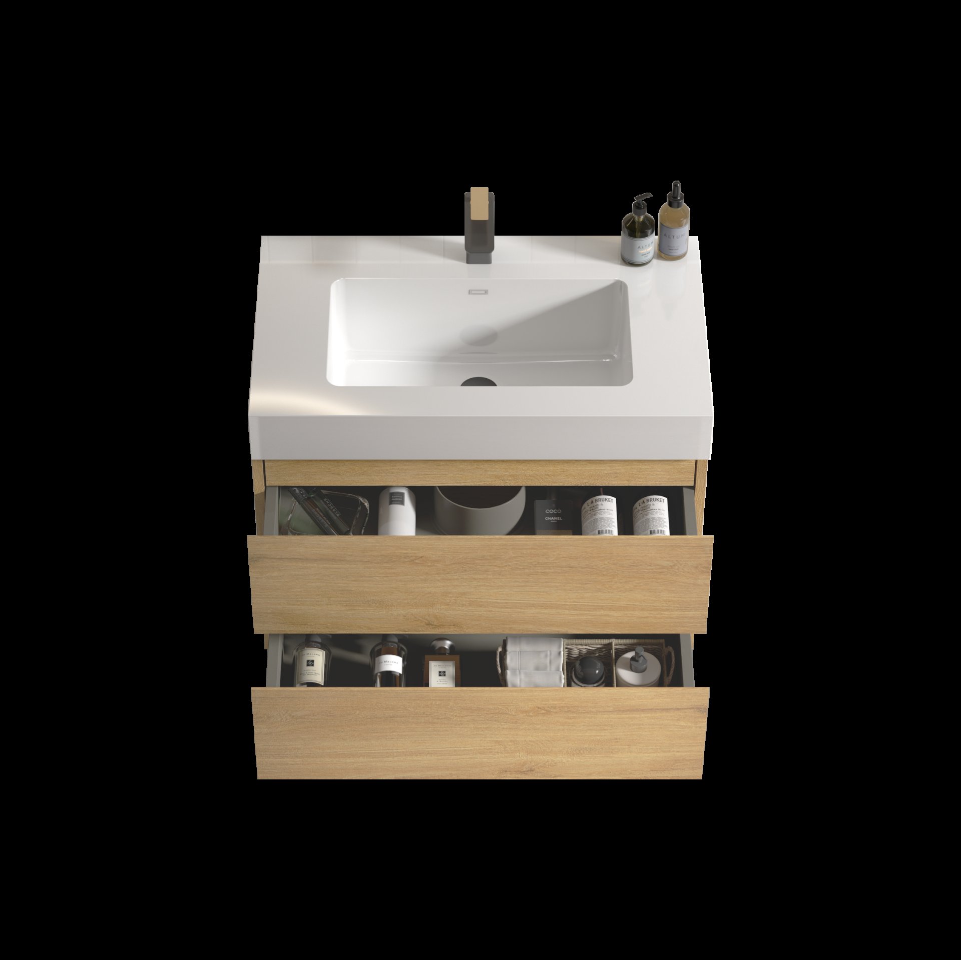 Alice - U041-Alice30-106 Bathroom Vanity With Sink, Large Storage Wall Mounted Floating Bathroom Vanity For Modern Bathroom - Oak / White - Image 6