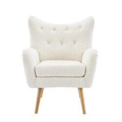 Contemporary Button - Tufted Arm Chair With Ergonomic Design - Almond