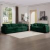 Modern Fabric Living Room Sofa Set, (Set of 2) Sofas With Cushions Corduroy - Green - Image 16