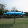 15 X 9 Ft Double Sided Outdoor Market Umbrella With Lights And Base Rectangular Twin Canopy - Blue - Image 20