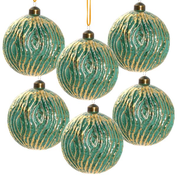Christmas Ball Ornaments, Glass Decorative Hanging Ball Christmas Tree Ornaments For Holiday Party Decorations (Set of 6) - Green