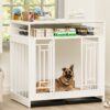 Wooden Dog Crate Furniture With Divider And Storage - White - Image 2