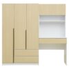 3 Door Storage Desk Wardrobe For Bedroom With Shelves And 3 Drawers - Natural - Image 15