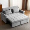 Loveseat Sofa Pull Out Sofa Bed Sleeper Sofa With A Reversible Backrest Cushion, Side Pockets, 2 USB Ports And A Phone Holder For Living Room - Gray - Image 3