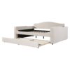 Full Size Upholstered Daybed With Storage Armrests, Trundle And Latest Integrated Bluetooth Audio System, Teddy Fleece - Beige - Image 4