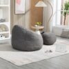 Bedding Bean Bag Sofa Chair High Pressure Foam Bean Bag Chair Adult Material With Padded Foam Padding Compressed Bean Bag With Footrest - Gray - Image 8