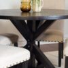 Mytzi - 5 Piece Dining Set, Cross-Buck Dining Table With 4 Stylish Chairs - Black / Beige - Image 4