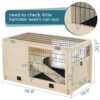 Wooden Rabbit Hutch Indoor Bunny House For Small Animals With Plastic Tray - Natural - Image 3