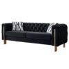 Chesterfield - Modern Tufted Velvet Living Room Sofa, 84.25''W Couch - Black - Image 2