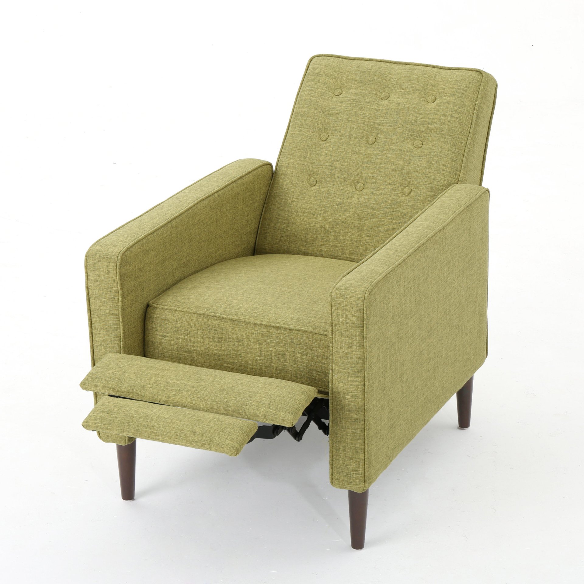 Macedonia - Mid Century Modern Button Tufted Fabric Recliner - Green - Image 12