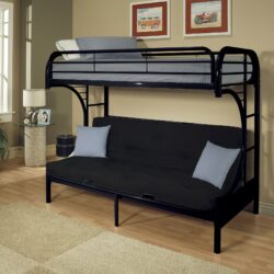 Eclipse - Twin Long Queen Futon Bunk Bed - Black