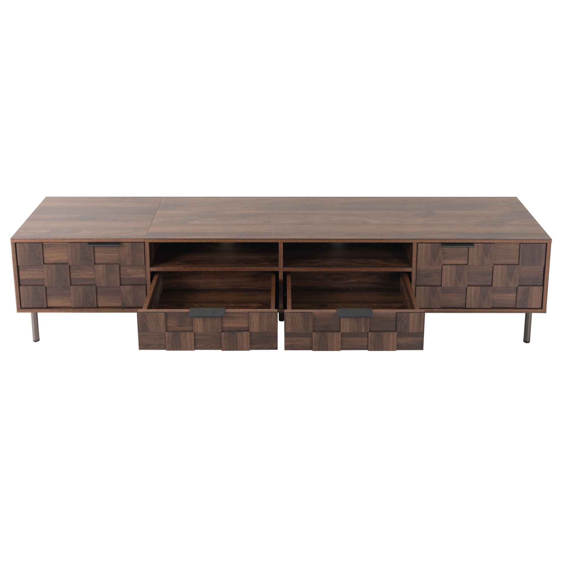 Mid Century TV Stand With 2 Drawers, Media Console Table For Tvs Up To 85'', Entertainment Center With Storage For Living Room - Dark Brown - Image 13