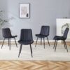 Ergonomic Extended Seat Cushion Dining Chair (Set of 4) With Integral Metal Leg Structure - Black - Image 4
