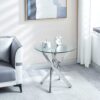 Modern Round Tempered Glass End Table With Chrome Legs - Silver - Image 2