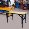 Metal Adjustable Worktable With Socket And Wooden Top - Black - Image 2