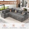 Sectional Sofa Pull-Out Sofa Bed Sleeper With A Storage Ottoman, Three Pillows And Charging Devices For Living Room - Gray - Image 8