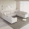 Modular Sectional Reversible U Shaped Couch Set, Free Combination Minimalist Style, Oversized 8 Seat Convertible Sofa - Cream - Image 11