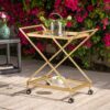 Sherianne - Industrial Bar Cart With Tempered Glass Shelves And Swivel Wheels - Gold - Image 2