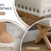 Storage Ottoman, Button-Tufted Ottoman Linen Storage Bench, Ottoman With Storage - Light Beige - Image 8