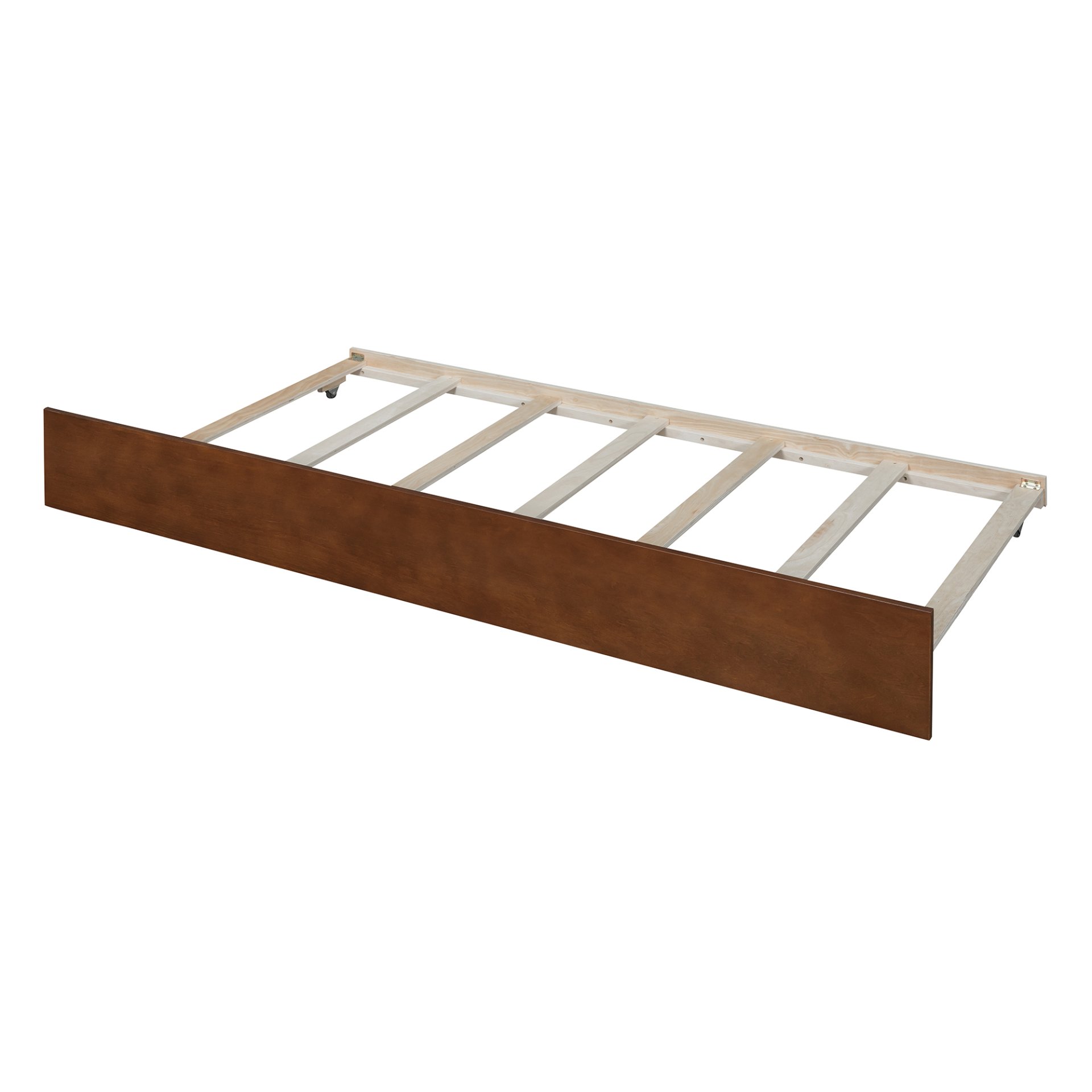 Twin Size Daybed With Trundle And Fence Guardrails - Walnut - Image 11