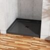 Shower Base, Anti Slip Center Drain Single Threshold - Black - Image 2