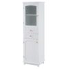 Tall Bathroom Storage Cabinet With Glass Doors, Free-Standing, Two Drawers, And Adjustable Shelves, MDF Board, Painted Perfect For Displaying Your Favorite Items - White - Image 12