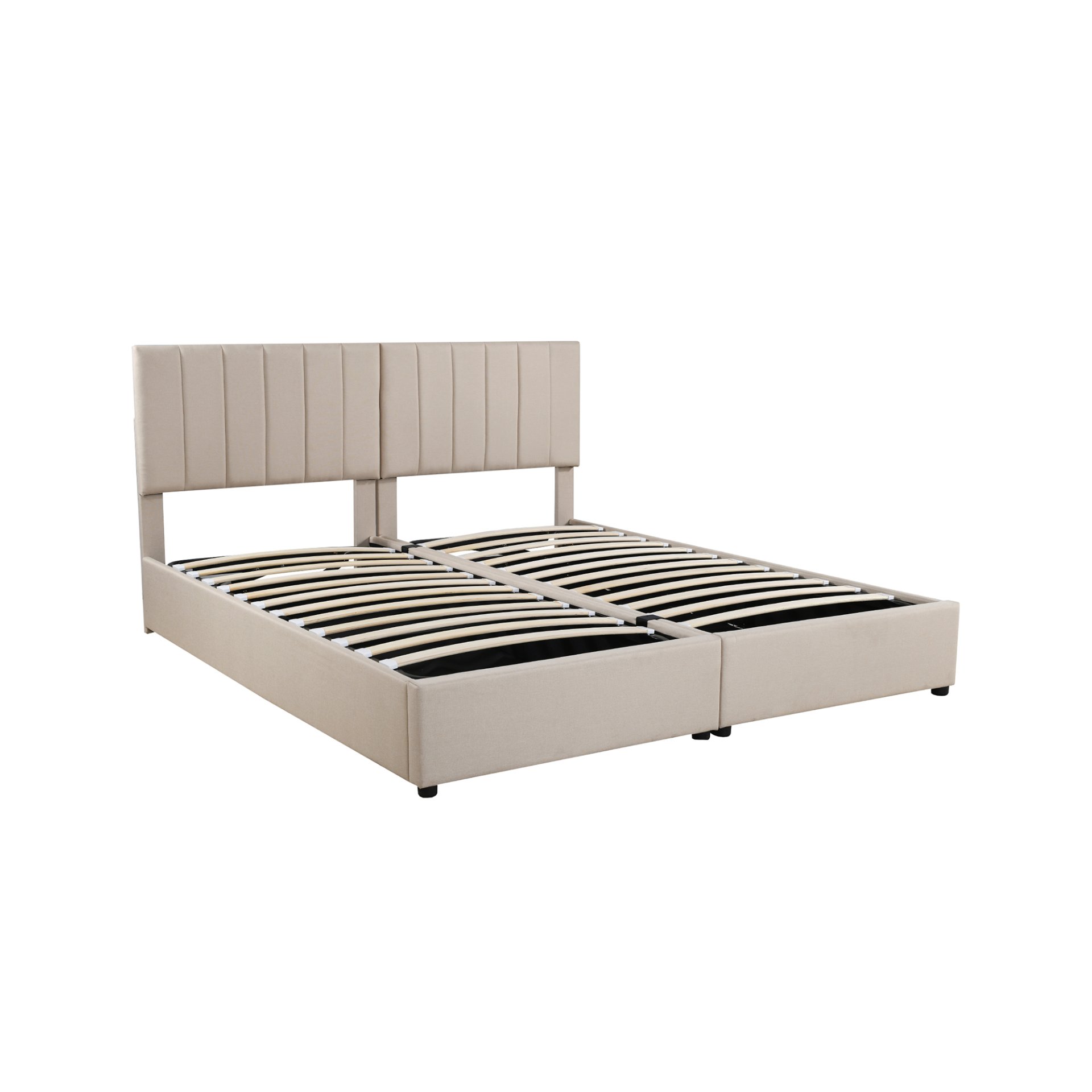 King Size Upholstered Platform Bed With A Hydraulic Storage System - Beige - Image 8