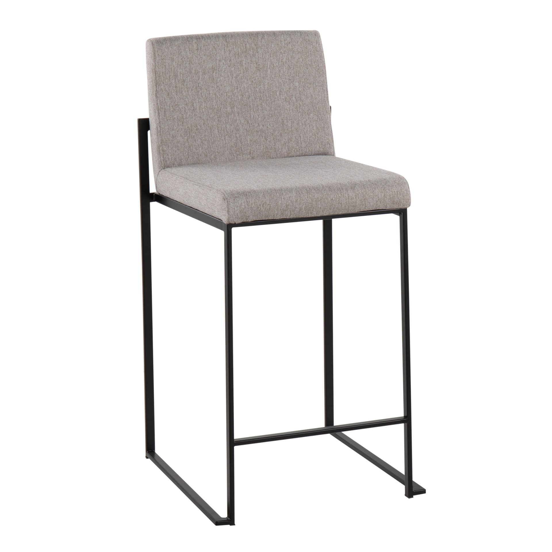 Fuji - Contemporary High Back Counter Stool (Set of 3) - Gray / Black - Image 2