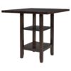 Wooden Counter Height Dining Set With Padded Chairs And Storage Shelving - Espresso - Image 9