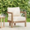 Outdoor Acacia Wood Patio Club Chair, Patio Furniture, Waterproof Thick Cushion Deep Seating For Porch, Weight Capacity 400Lbs - Brown Wash / Beige - Image 4