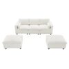Modular Sectional With Storage Pockets, 5 Seat U Shaped Couch Set With Pillows Free Combination Modern Cloud Sofa With 2 Movable Ottoman - White - Image 3