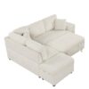 Convertible Sleeper, Sectional Pull Out Sofa Bed With Storage Ottoman, 2 Throw Pillows, 2 Stools, Wireless Charger And Two Hidden USB Ports For Living Room - Cream - Image 23