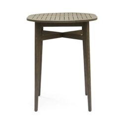 Outdoor Rustic Acacia Wood Bar Table With Slat Top - Teak