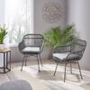 Outdoor Accent Chair With Steel Frame And Water Resistant Cushions (Set of 2) - Gray - Image 10