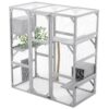 Outdoor Cat House, Diy Cat Enclosure Catio With Double Enter Doors - Light Gray - Image 9